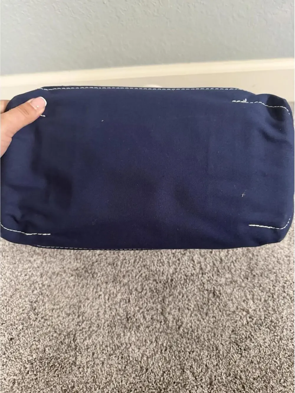 LL Bean Boat And Tote Navy With K Initial Embroidery Short Straps Medium Bag - Picture 6 of 6